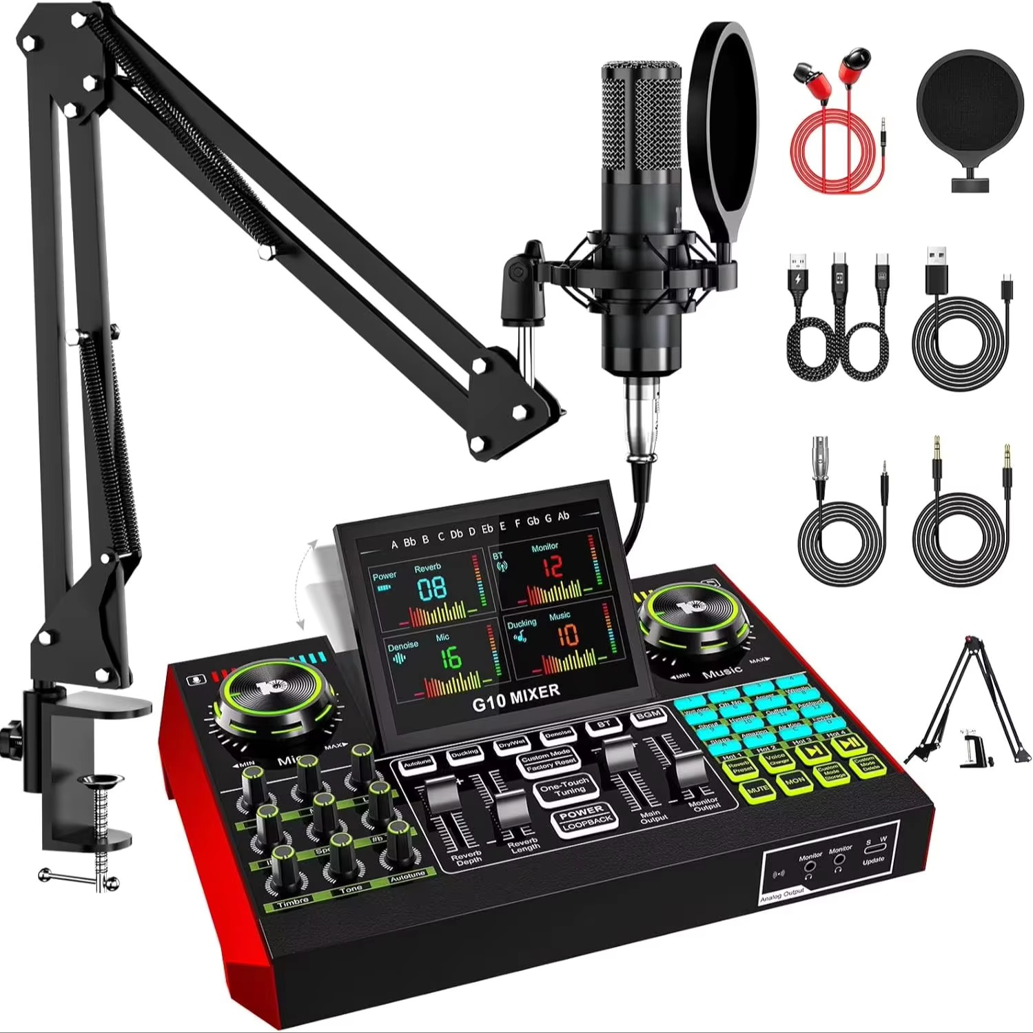 Audio Music Mixer - Tenlamp G10 Antarmuka Audio Streaming Langsung,