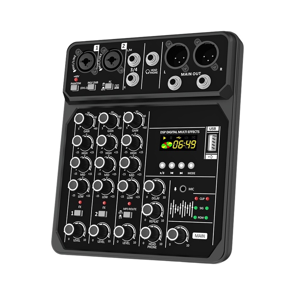 Audio Music Mixer - Mixer Audio Portabel 4 Saluran Dengan