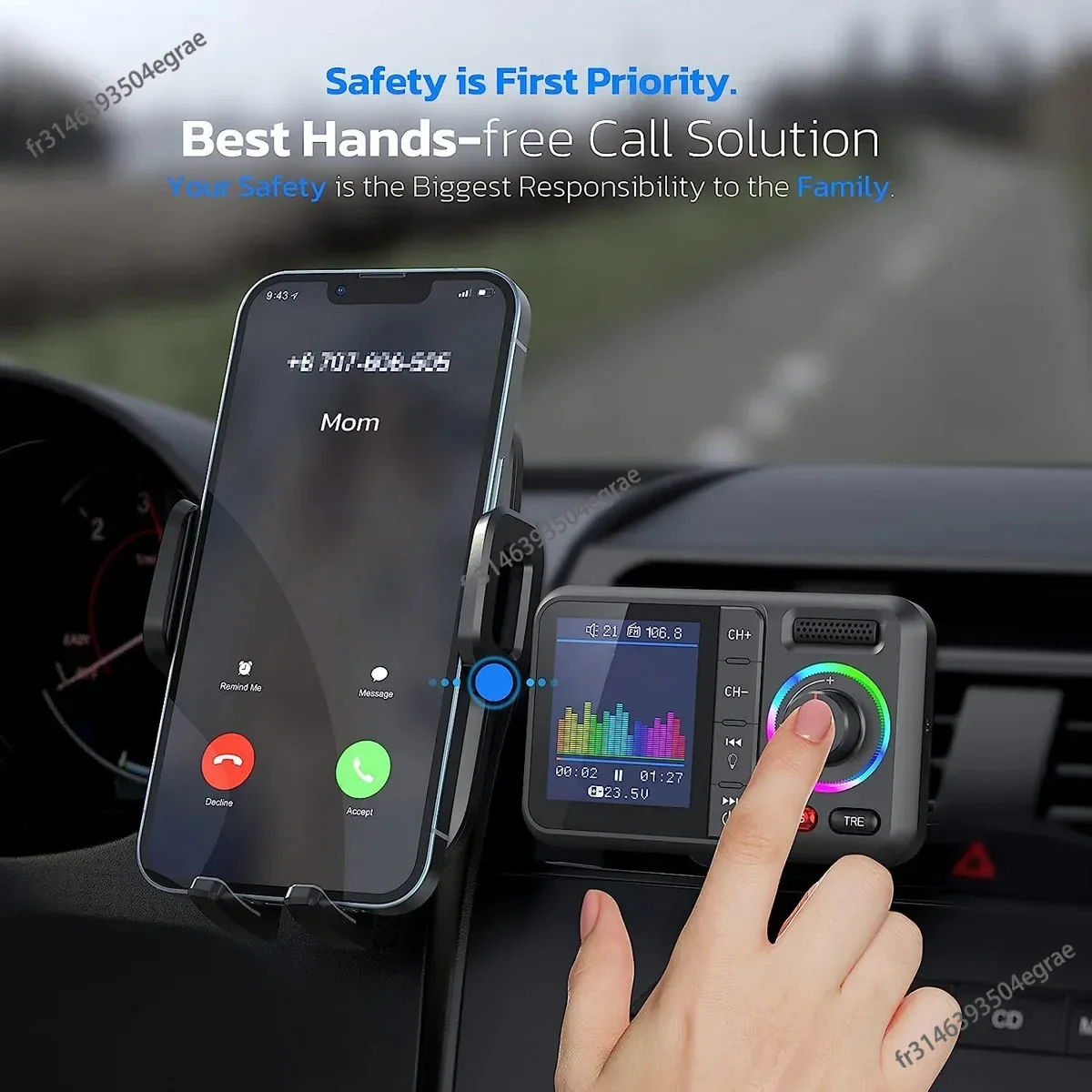 Audio Music Mp3 - Transmitter FM Nirkabel dengan Layar Warna